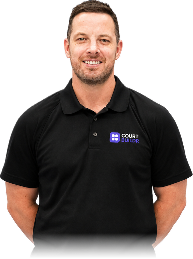 Luke, founder of CourtBuildr, who runs a court-building company